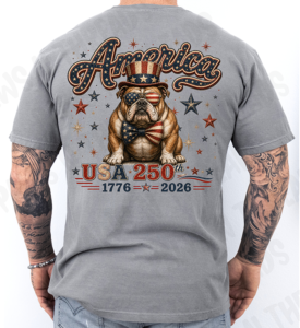 4th of July America Bull Dog 250 Years