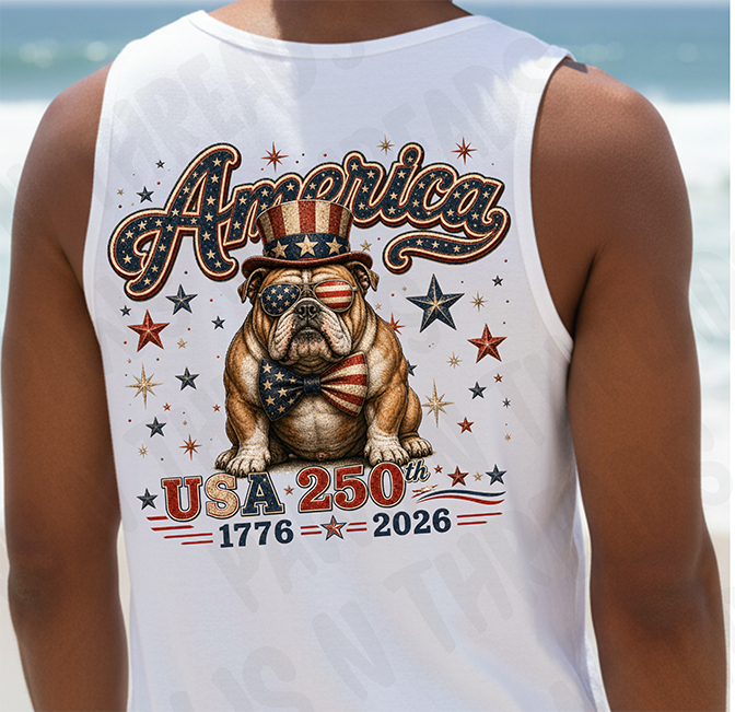 4th of July America Bull Dog Tank Top 250 Years