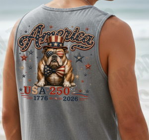 4th of July America Bull Dog Tank Top 250 Years